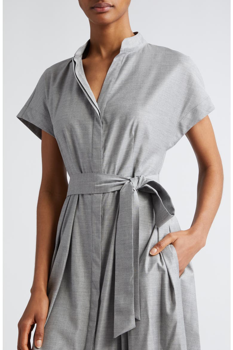 Belted Virgin Wool Blend Shirtdress, Alternate, color, MELANGE LIGHT GRAY