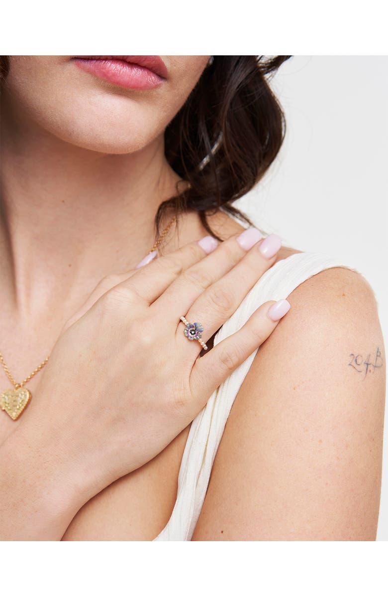 Fable England Pansy & Pearl Ring, Alternate, color, Gold