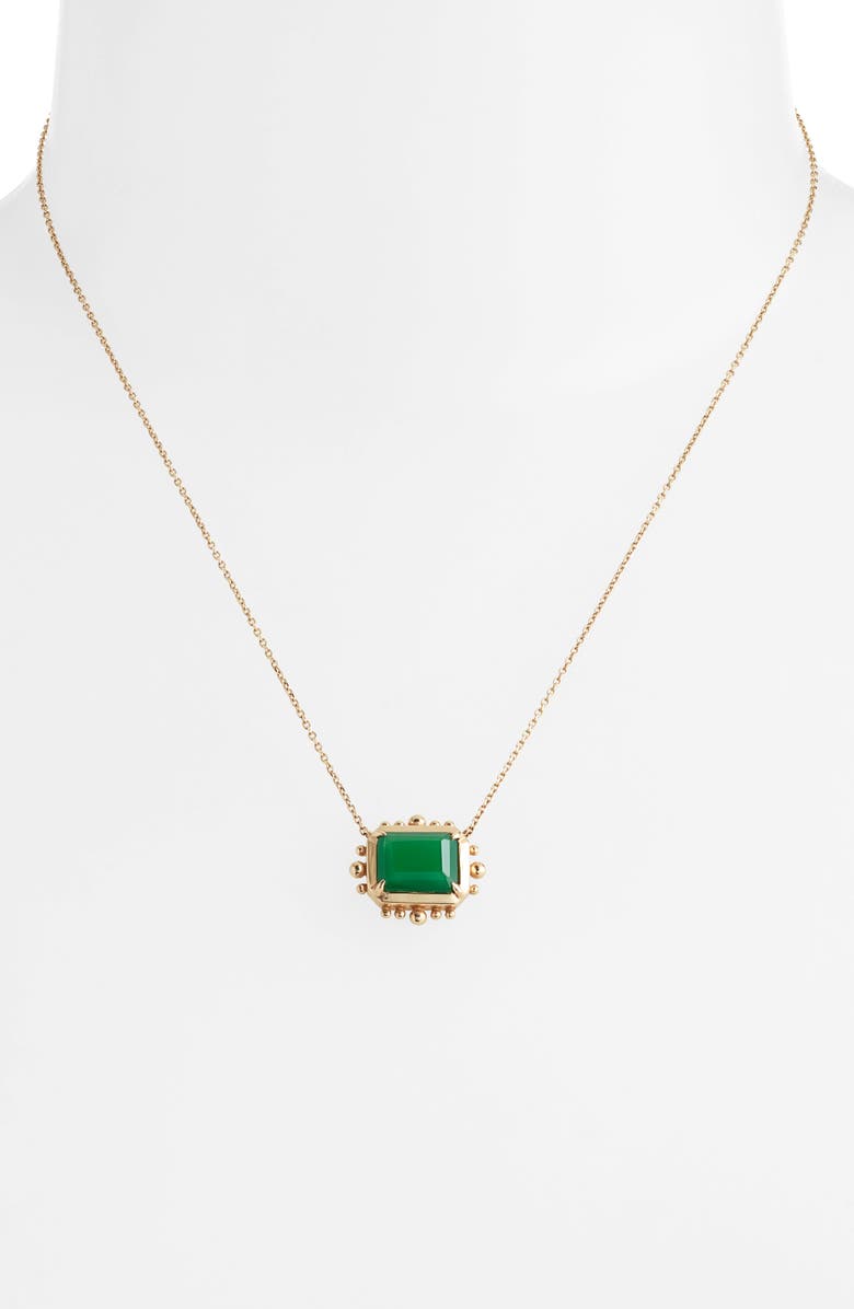 Anzie Dew Drop Carré Marine Pendant, Alternate, color, Dark Green