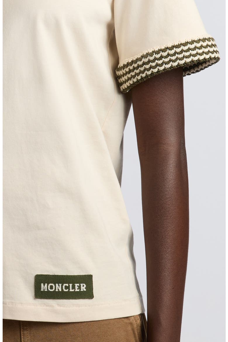 Knit Cuff Cotton T-Shirt, Alternate, color, BEIGE