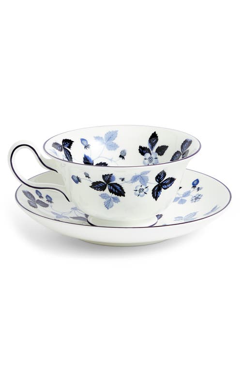 Wedgwood Wild Strawberry Inky Blue Teacup And Saucer In Blue
