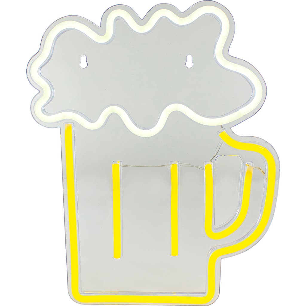 Northlight 13" Yellow And White Led Neon Beer Mug Wall Sign In Yellow