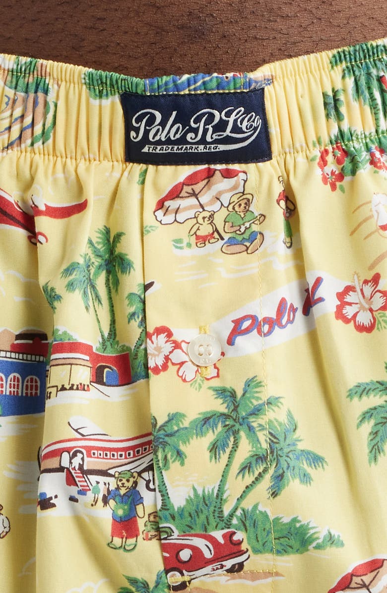 Polo Ralph Lauren Tropical Bear Woven Cotton Boxers, Alternate, color, Yellow