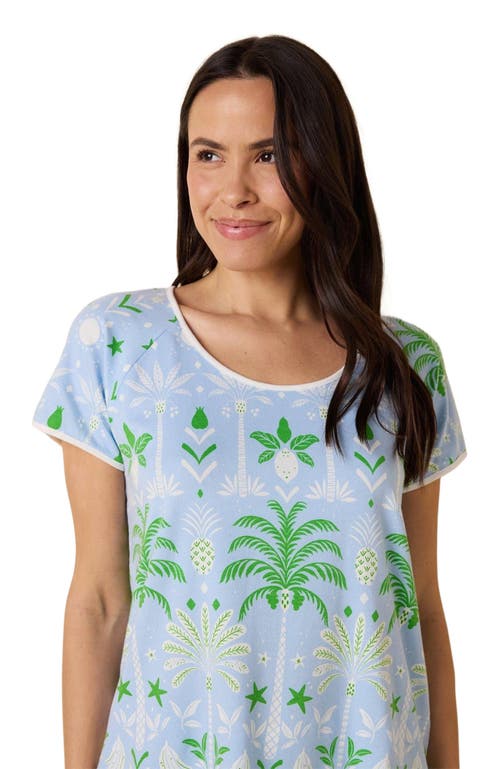 The Cat's Pajamas Pima Knit Short Sleeved Simple Set Conversational In Blue