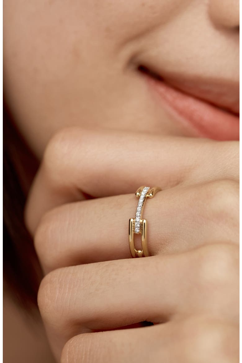 Signature Link Lab Grown Diamond Ring, Alternate, color, YELLOW GOLD