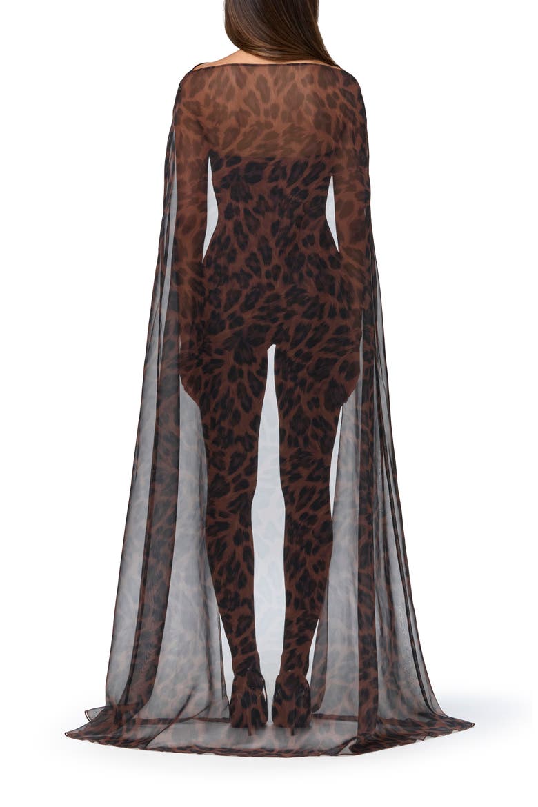 Leopard Print Chiffon Cape Shrug, Alternate, color, BRUSHED LEOPARD