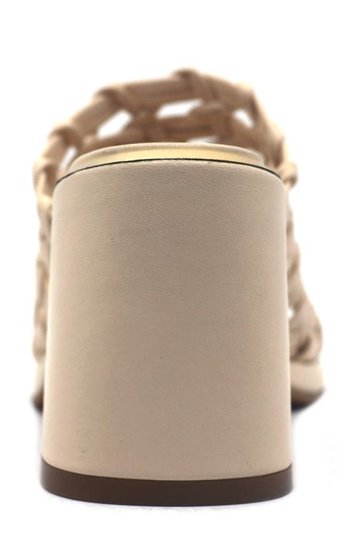 Kenneth Cole Solara Leather Woven Heel Sandal In Cream Leather