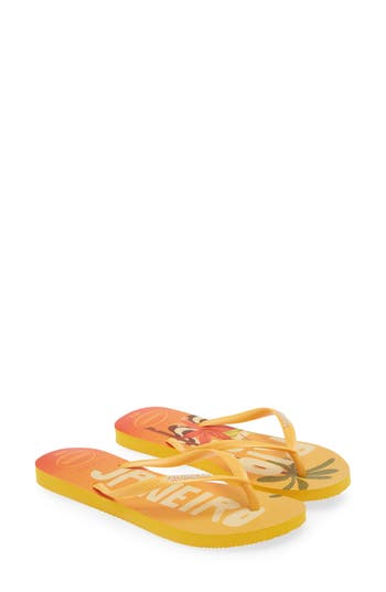 Havaianas Slim Postcard Flip Flop In Yellow Pop