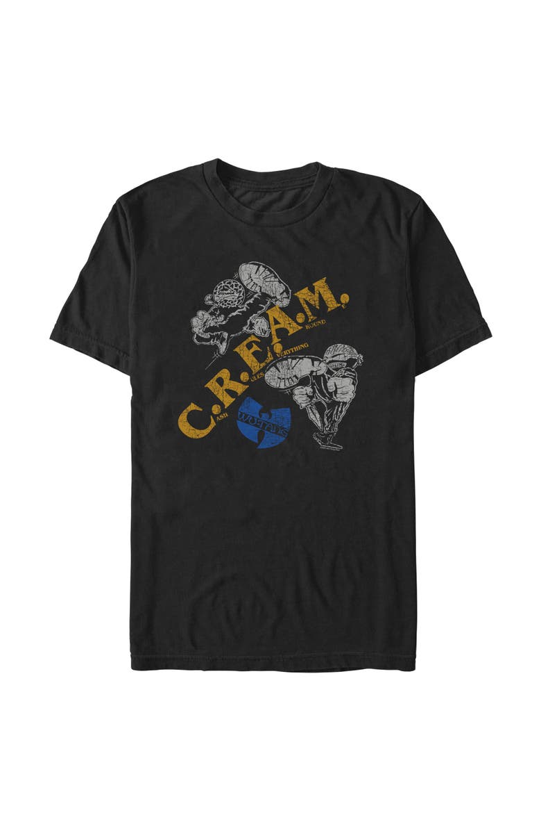Wu-Tang Clan Men's Wu-Tang Clan Cream Kicks Distressed Logo Graphic T-Shirt, Main, color, Black