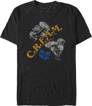 Wu-Tang Clan Men's Wu-Tang Clan Cream Kicks Distressed Logo  Graphic T-Shirt