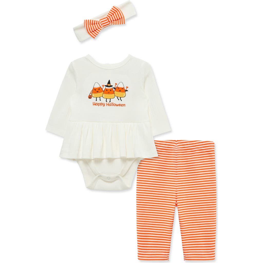 Little Me Halloween Candy Corn Bodysuit, Leggings & Headband Set In Multi