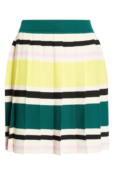 Runous Helvi Stripe Pleated Knit Skirt