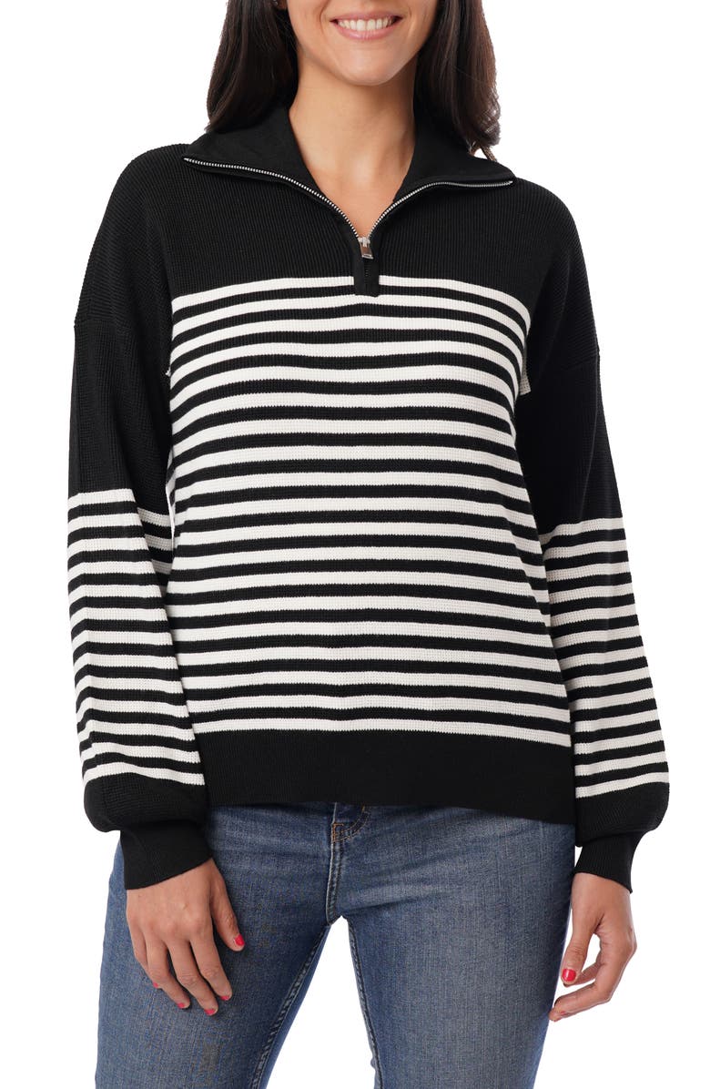 CYRUS Stripe Waffle Knit Half Zip Sweater, Main, color, 