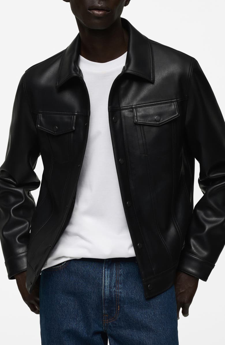 MANGO Faux Leather Jacket, Main, color,