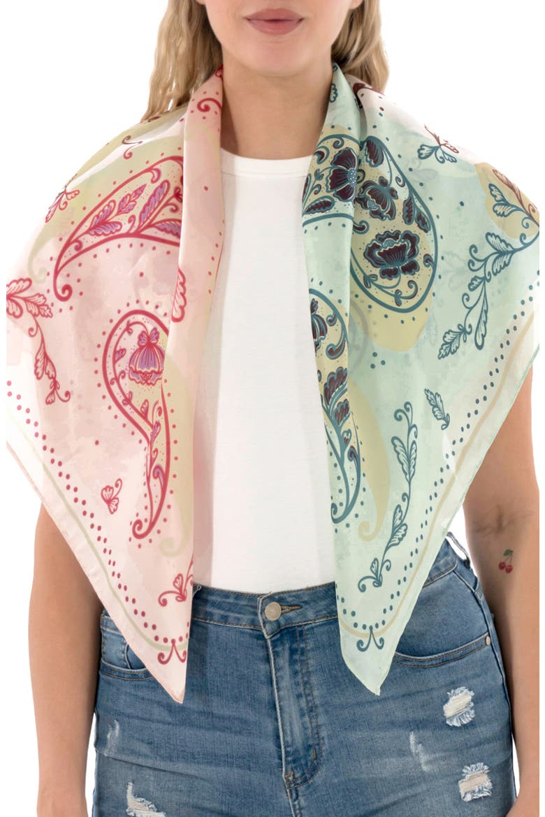 Satina Paisley Square Scarf, Main, color, WHITE MULTI