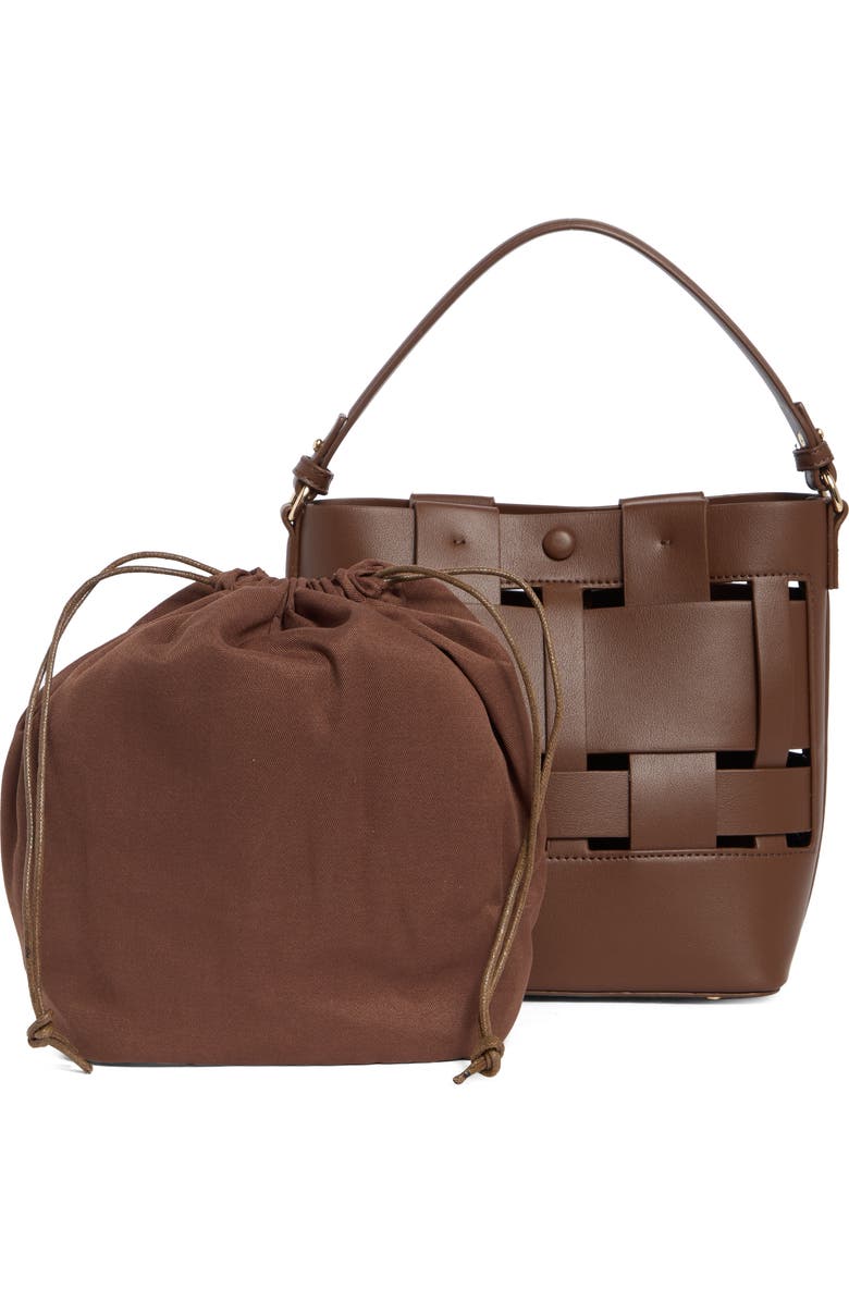 URBAN EXPRESSIONS HANDBAGS Woven Bucket Shoulder Bag, Alternate, color, Chocolate