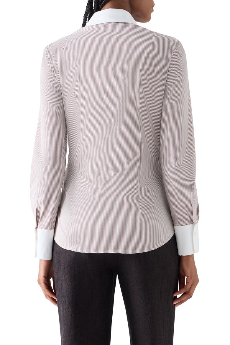 Stretch Cotton Microstripe Shirt, Alternate, color, ESPRESSO-CREAM