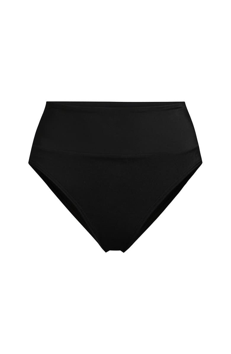 Lands' End Tugless High Waisted Bikini Bottoms, Alternate, color, Black