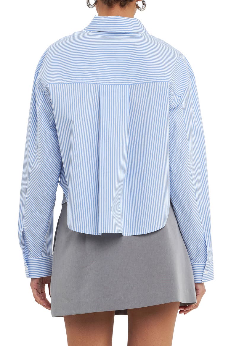 Pinstripe Crop Shirt, Alternate, color, BLUE