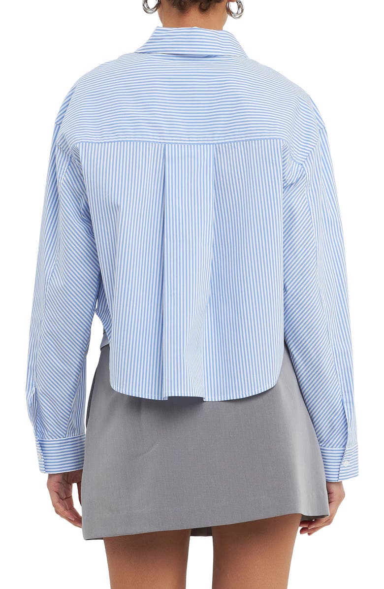 Grey Lab Pinstripe Crop Shirt, Alternate, color, 