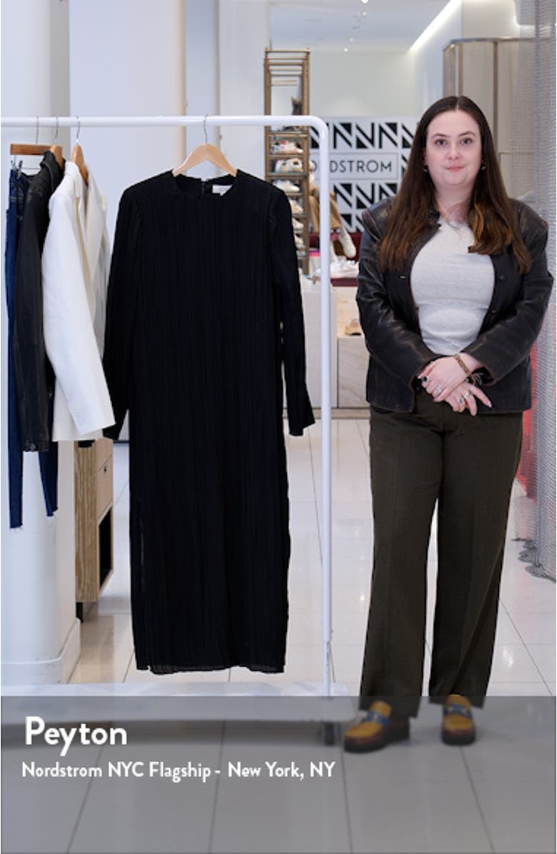 Long Sleeve Recycled Polyester Plissé Midi Dress, sales video thumbnail