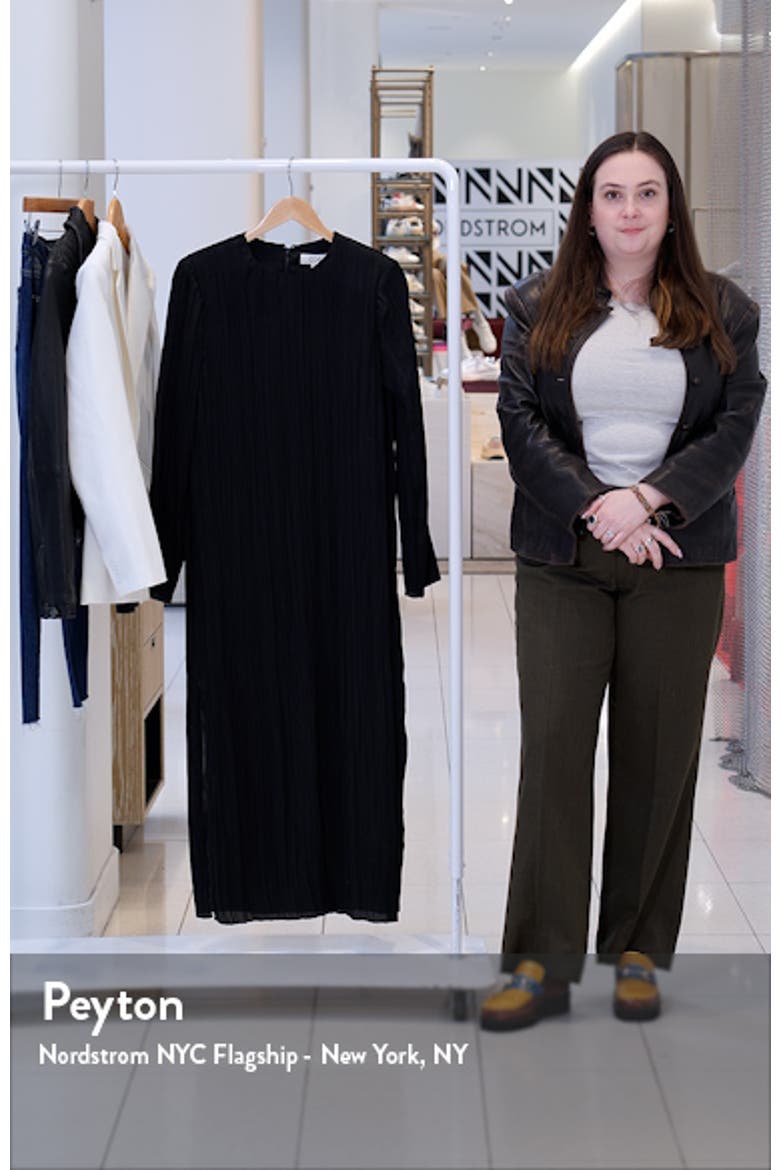 Long Sleeve Recycled Polyester Plissé Midi Dress video