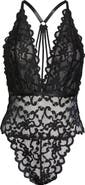 Oh La La Cheri Jeana Plunge High Leg Galloon Lace Teddy