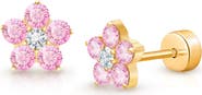 Tiny Blessings 14K Gold on Titanium Cherry Blossom Stud Screw Back Earrings