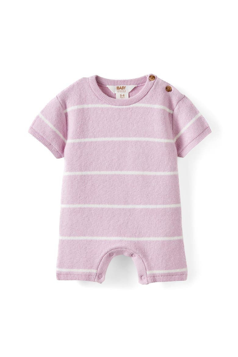 Organic Knit Short Sleeve All In One, Main, color, Thistle Stripe