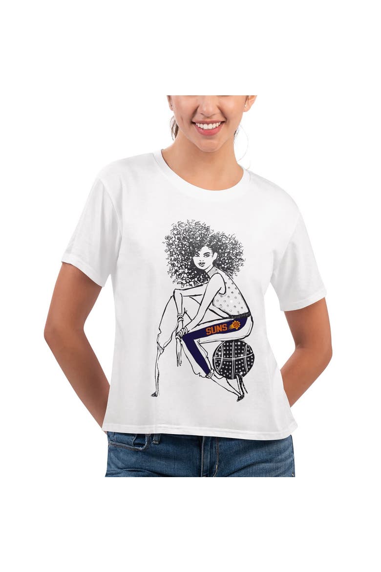Women's G-III 4Her by Carl Banks White Phoenix Suns Play the Ball Cropped T-Shirt, Alternate, color, White