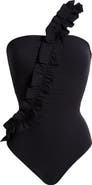 Ulla Johnson Capri Ruffle One-Shoulder Swimsuit