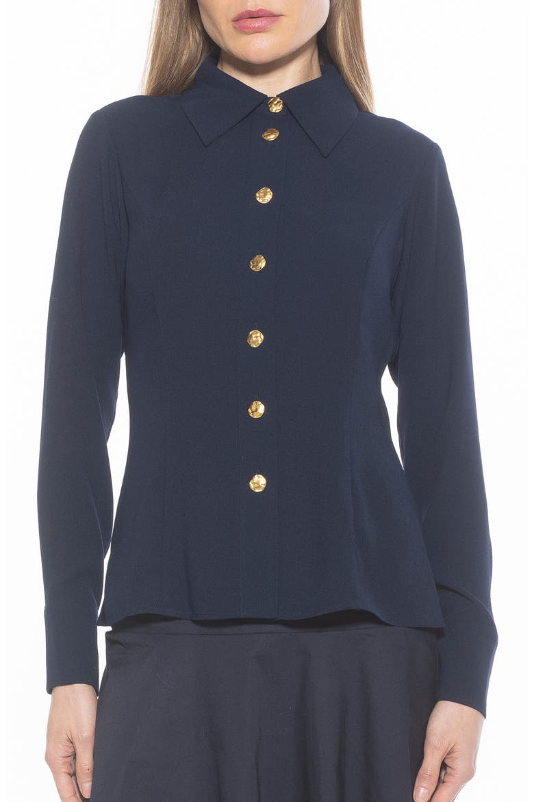 Leland Button-Up Shirt, Main, color, NAVY