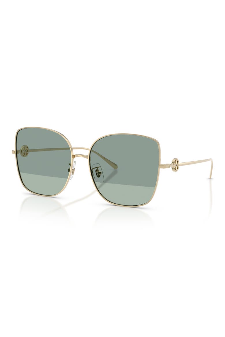 60mm Oversize Butterfly Sunglasses, Alternate, color, GOLD / SHARP TINTED GREEN