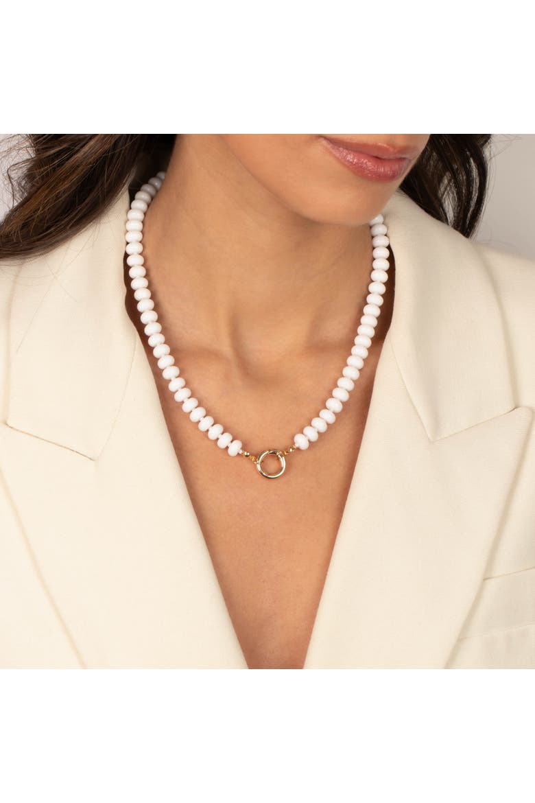 White Beaded Clicker Necklace, Alternate, color, White