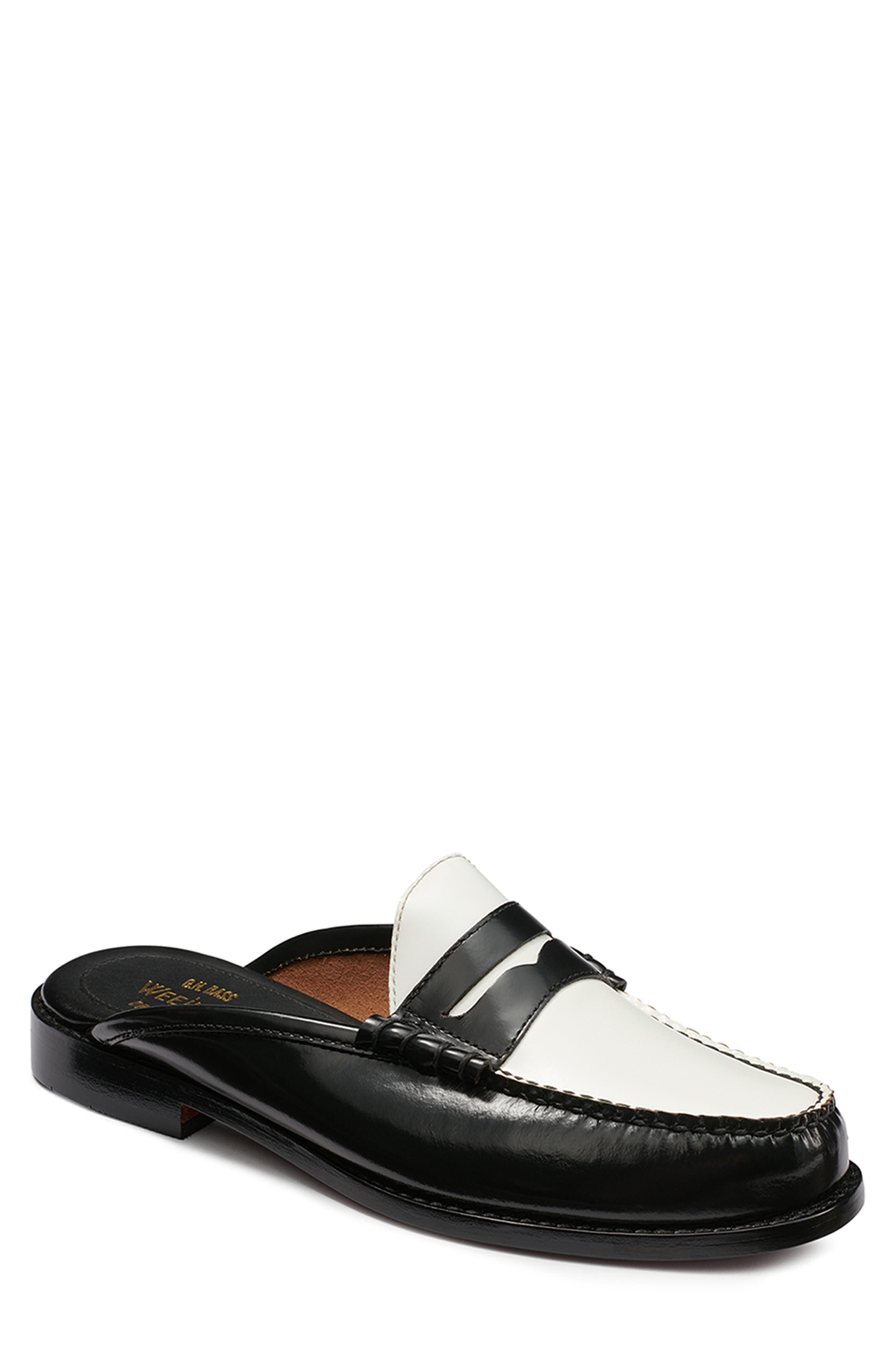 G.H.BASS Winston Loafer Mule, Main, color, Black White