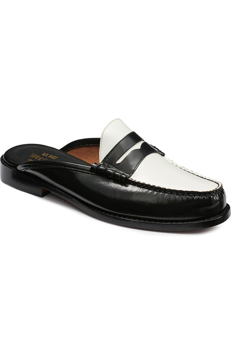 G.H.BASS Winston Loafer Mule, Main, color, Black White