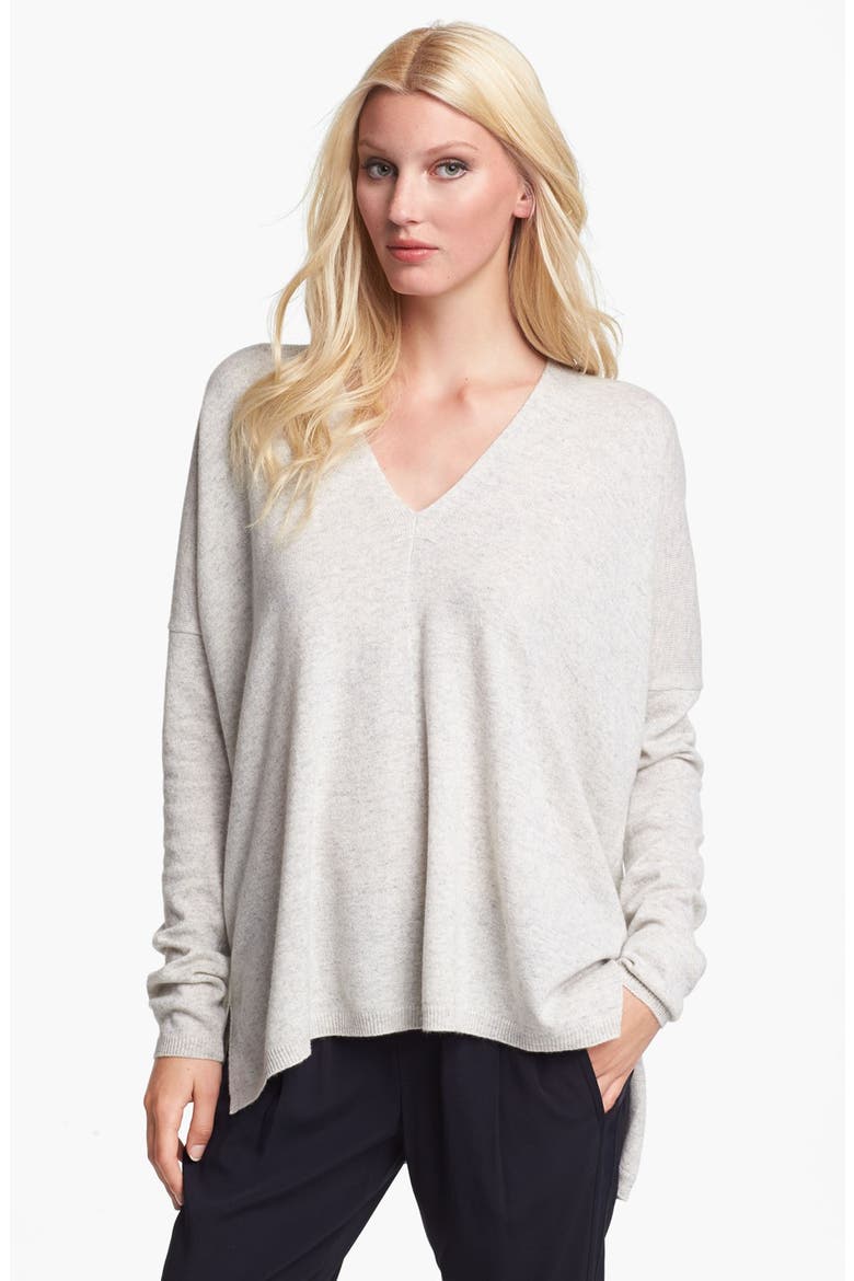 V-Neck Wool & Cashmere Sweater, Main, color, HEATHER CLOUD