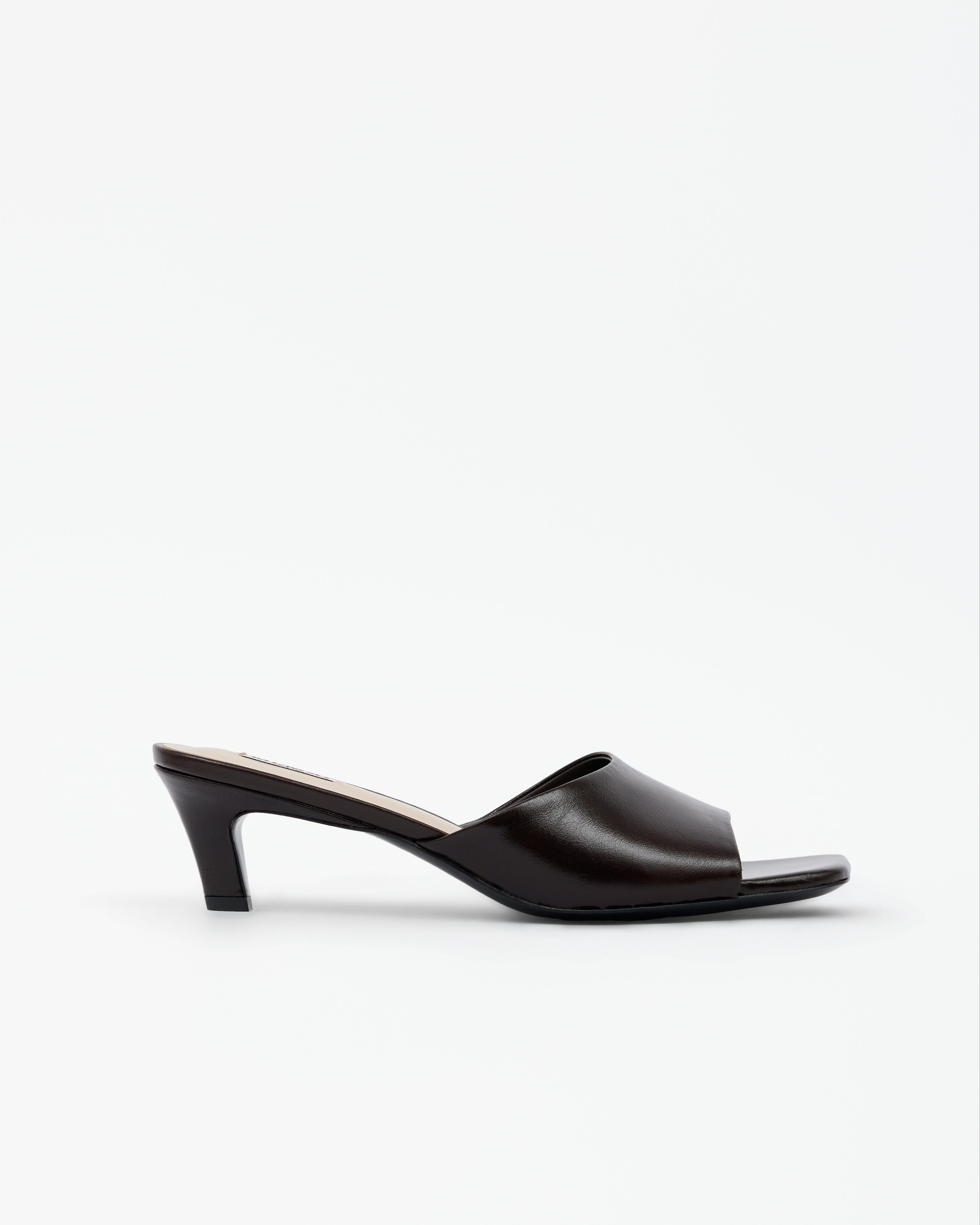 Liz Leather Low Heeled Mule Sandals, Main, color, Burgundy