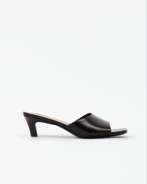 Liz Leather Low Heeled Mule Sandals