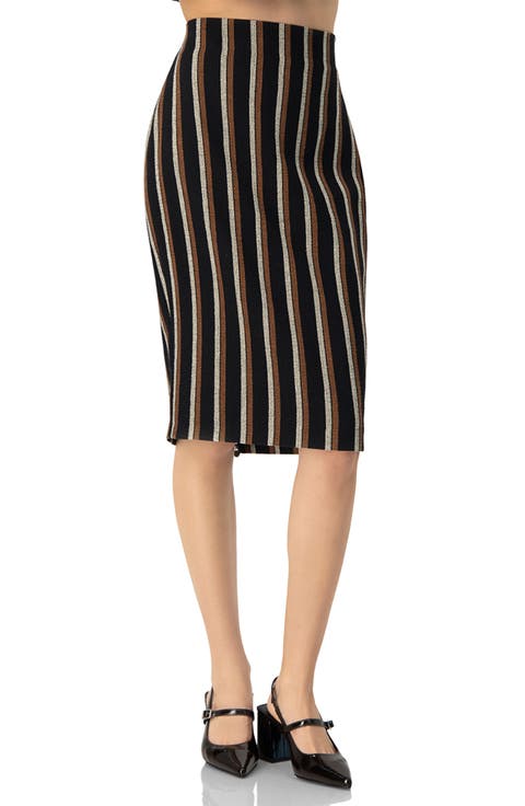 Striped Knee Lenght Skirt