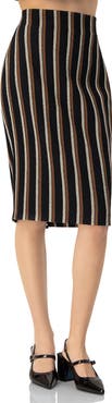 IVONNE Striped Knee Lenght Skirt
