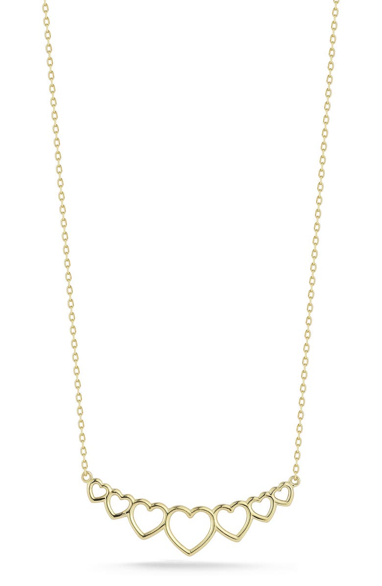 Ember Fine Jewelry 14K Gold Open Heart Curved Bar Pendant Necklace, Main, color, Gold