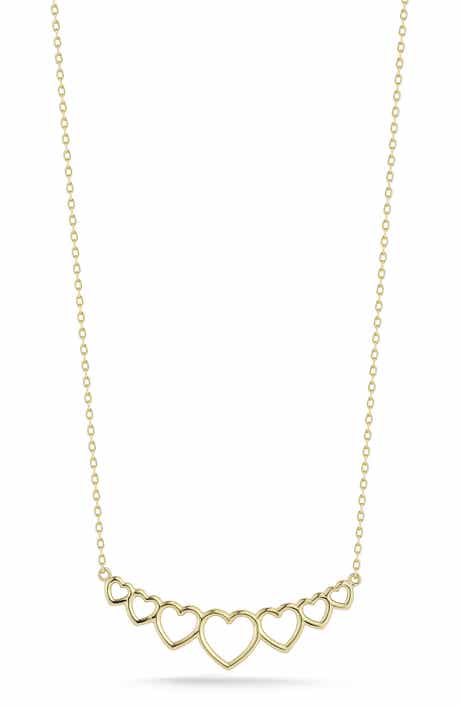 Ember Fine Jewelry 14K Gold Open Heart Curved Bar Pendant Necklace