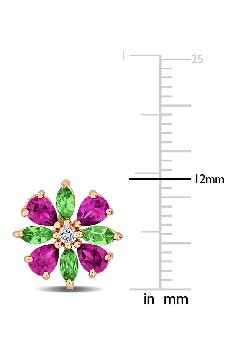 Rhodolite & Tsavorite Flower Stud Earrings, Alternate, color, PURPLE