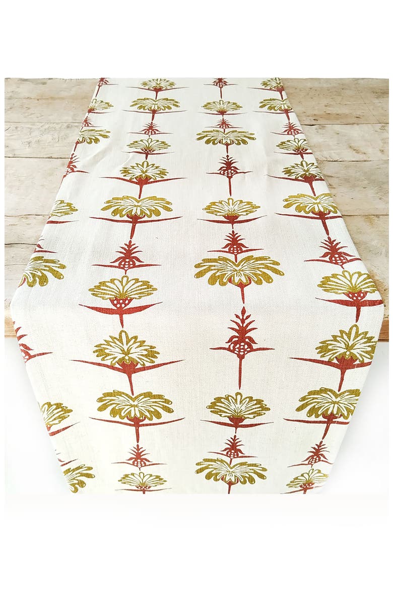 Tropical Garden Table Runner, Main, color, CRIMSON AND CHARTREUSE