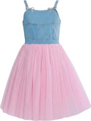denim tulle dress Denim and tulle dress size 18m