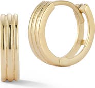 Ember Fine Jewelry 14K Gold Ribbed Huggie Hoop Earrings