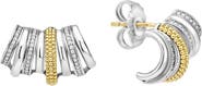 LAGOS Caviar Lux 2-Tone Diamond Crawler Huggie Earrings