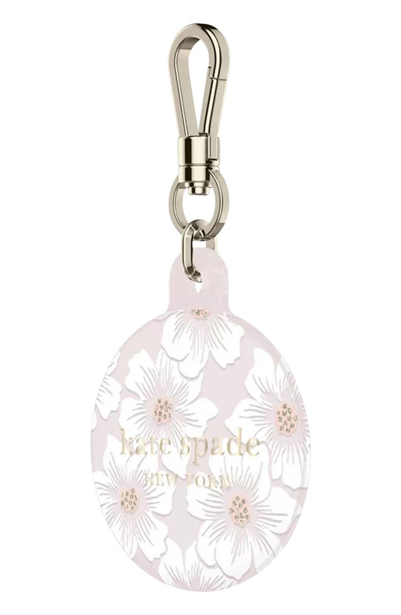 Kate Spade New York hollyhock airtag keychain, Alternate, color, Hollyhock/ Blush/ Cream
