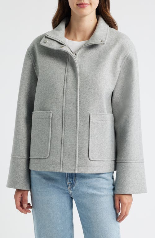 Sam Edelman Stand Collar Felt Jacket In Gray